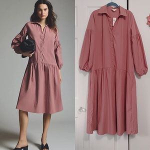 Maeve Button-Front Taffeta Longline Midi Dress